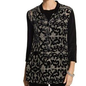 Travels collection by Chico’s sz 2 =12 velvet patchwork jacket button up